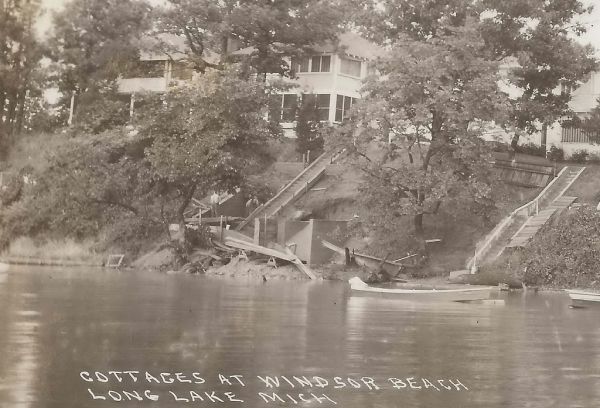 NE Hale ELLAKE Long Lake Alpena MI RPPC Circa 1920 Summer Cottages Resorts and Homes at WINDSOR BEACH serviced by the D&MRR Detroit & Mackinac Railway Photographer UNK1