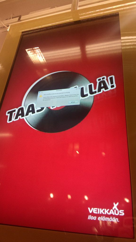 Shop advertising screen: Chromium: Your profile could not be opened correctly