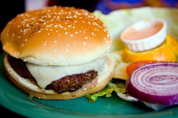 Blackened Burger at Barney's Gourmet Hamburgers