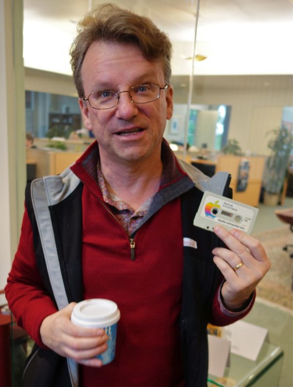 Showing Apple employee #8 some of my artifacts. He remembers manually copying the Star Wars cassettes