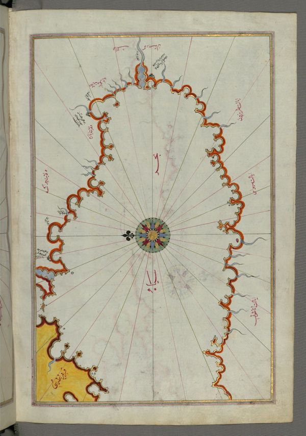 Illuminated Manuscript, Map of the coast line of the Black Sea from Book on Navigation, Walters Art Museum Ms. W.658, fol.371b