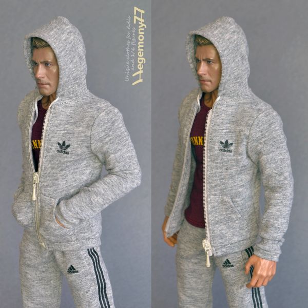 1/6 scale custom Sunnydale T-shirt sweatpants and tracksuit top zip hoodie - inspired by Buffy the Vampire Slayer - on 12 inch Hot Toys TTM 19 collectible figure