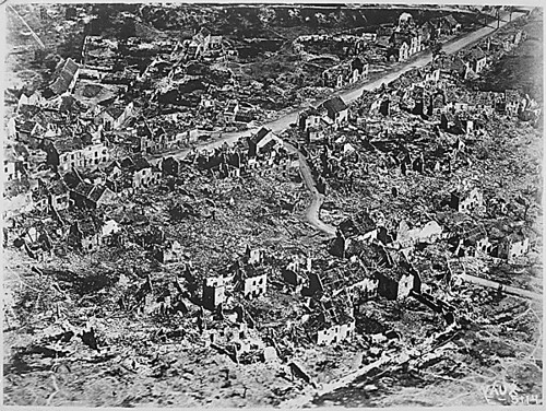 Public Domain: WWI: Aerial view of ruins of Vaux, France, 1918 (NARA)