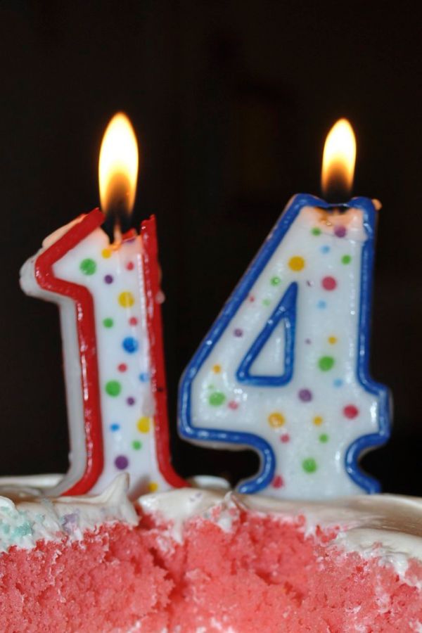 14 candles on birthday cake