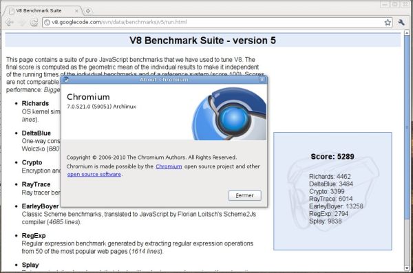 5289 points dans v8 sous chromium