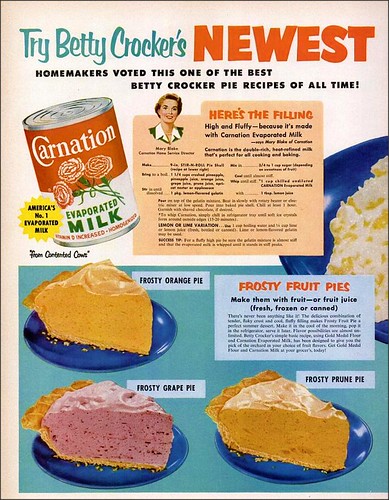 Carnation Milk featuring Betty Crocker Frosty Fruit Pies recipe 1953