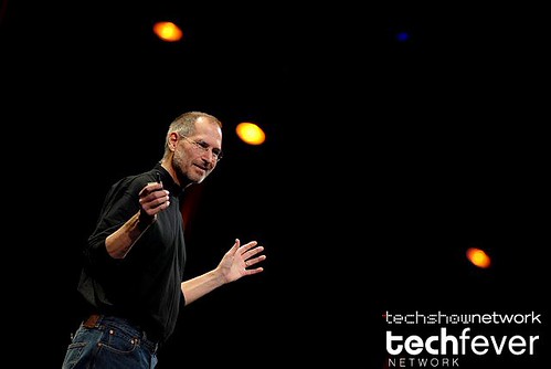 Apple CEO Steve Jobs showing the new Apple Macbook Air laptop series during his keynote address at Macworld 2008 in San Francisco