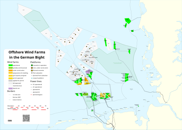 Map Offshore Windfarms in the German Bight