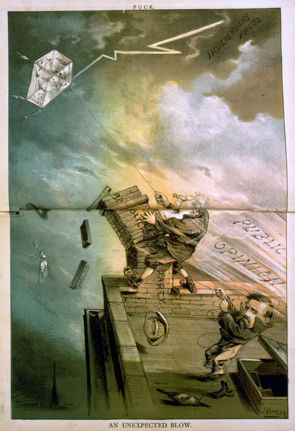 No Known Restrictions: 'An Unexpected Blow' by Keppler, 1880 (LOC)