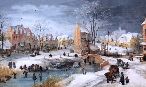 IMG_5608 Joos de Momper le Jeune. 1564-1635 Anvers Un village en hiver. A Village in Winter. Hamburg Kunsthalle.