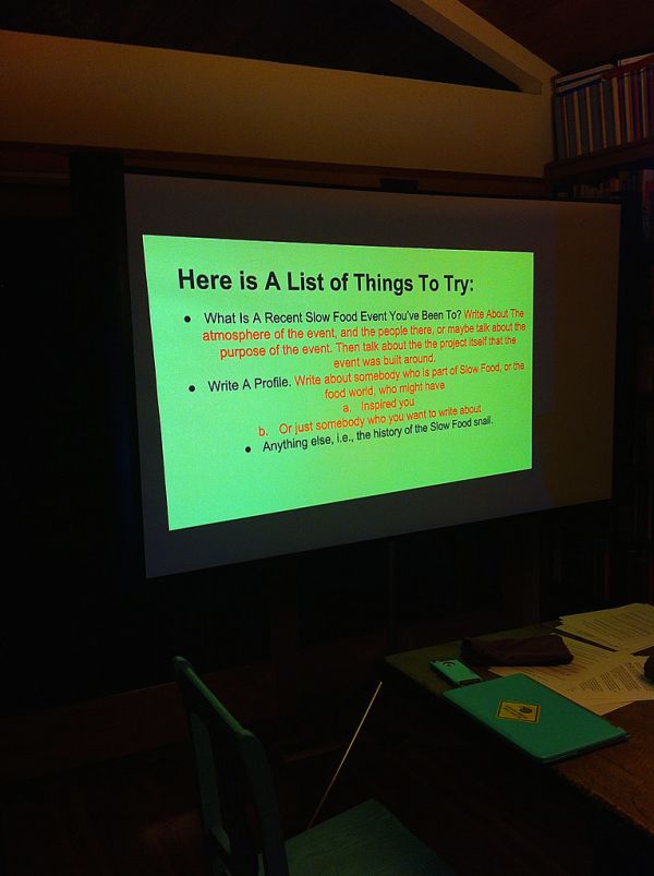 Slow Food Media Team Dinner Meeting: March