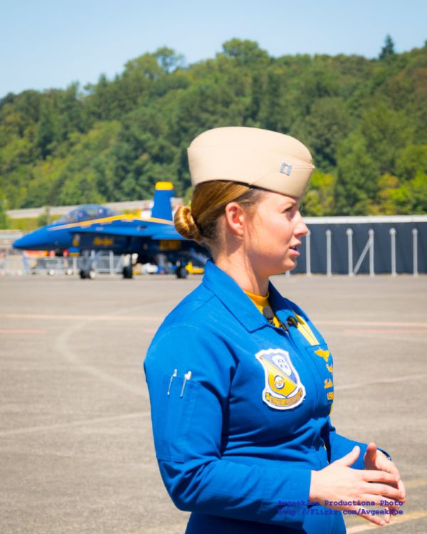 Captain Katie Higgins, USMC Briefing the Media