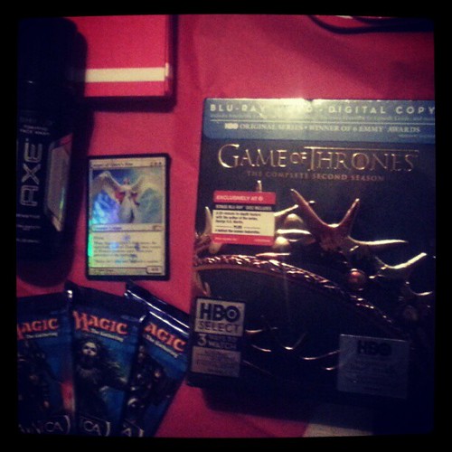Birthday loot from my fiance'! Game of Thrones S2 Blu-Ray box, MTG cards, and some Axe! #gameofthrones #bluray #boxset #box #mtg #magicthegathering #tcg #cards #axe #birthday