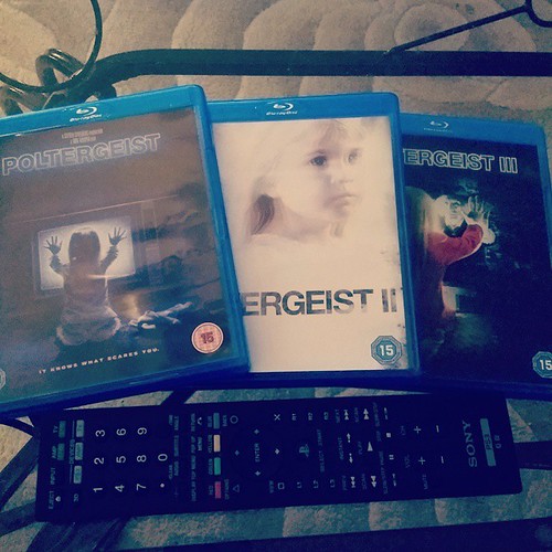 Tonights viewing. #Poltergeist 1,2, &3 on #bluray. The original not the imposter.