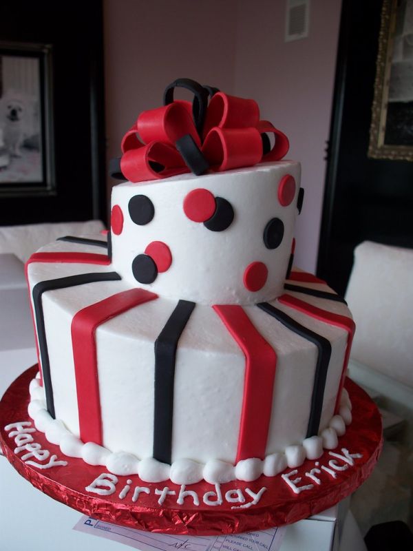 Black and Red Topsy Turvy Man's Birthday Cake