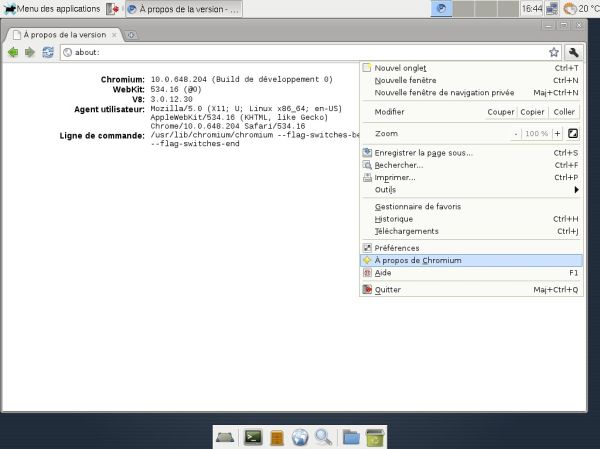 Chromium 10 sous xfce 4.8.1