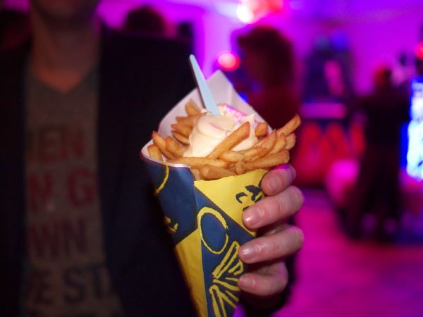 Cone of french fries at the end of te party