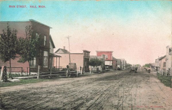 NE Hale ELLAKE Long Lake MI Iosco County Village Downtown founded in the mid-1880s a Detroit, Bay City & Alpena Railroad & later a D&MRR DEPOT was built on the D&M Rose City Branch in Iosco County