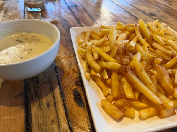French Fries and Mushroom Sauce