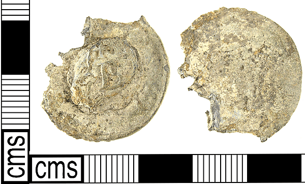 <div class='fn'> A Post Medieval lead alloy cloth seal (16th – 17th century). LON-F34D25</div>