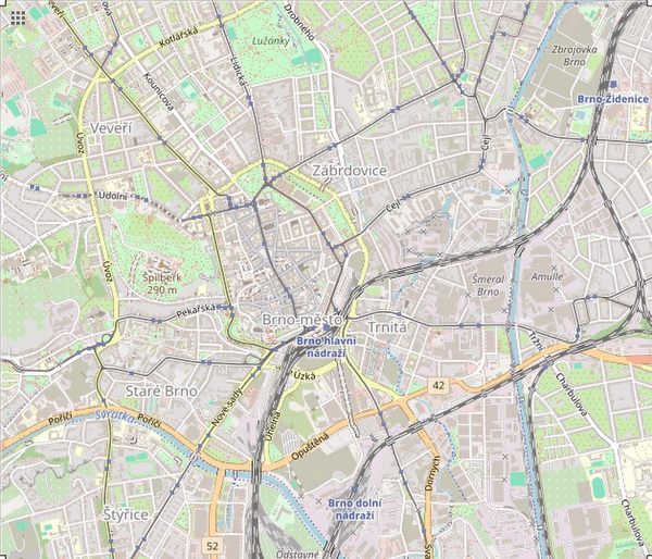 OSM Brno central map