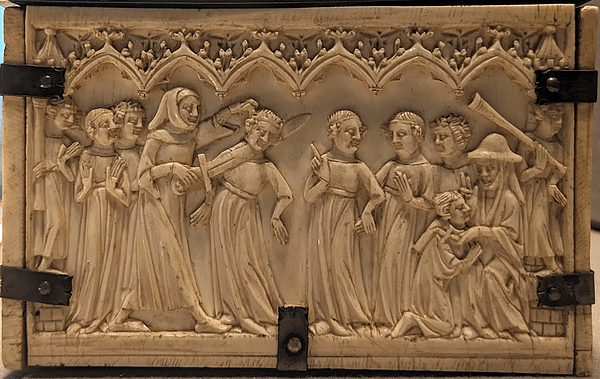 Panneau latéral droit du coffret de l'histoire de la châtelaine de Vergy - Musée du Louvre Objets d'art MRR 77