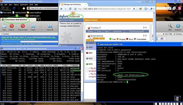 Hawkboard -Running Asterisk + Transmission Torrent Client