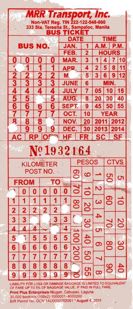 MRR transport ticket (actually Raymond trans. use it)