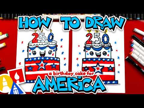 How To Draw A Happy Birthday Cake For America 250 Years!