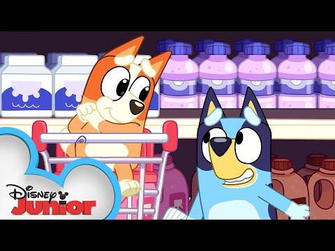 Bluey and Bingo Go Grocery Shopping 🛒 | Bluey | @disneyjr