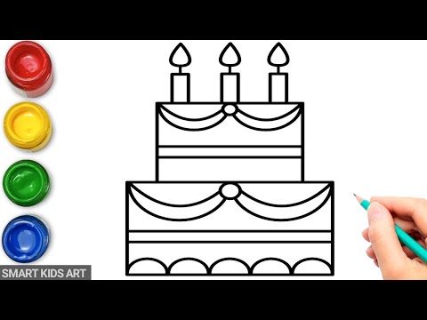 How To Draw A Birthday Cake | Birthday Cake Drawing | Draw Smart