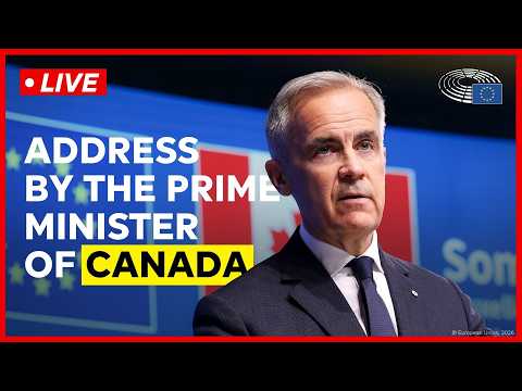 Canadian Prime Minister Mark Carney speaks in the European Parliament