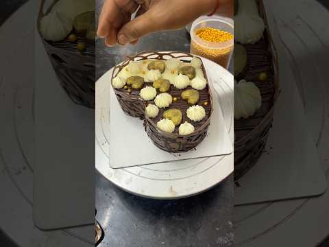 Geometric Elegance: White &amp; Dark Chocolate Heart Cake #shorts  #cake