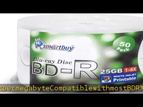 Smartbuy 25gb 6X Bd-r Blu-ray Single Layer White Inkjet Printable Blank Data Recordable Disc Spindl