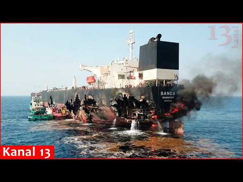 Video shows aftermath of Ukrainian sea drone strike on Russian shadow-fleet tanker in Black Sea
