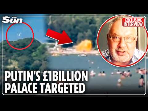 Moment drone smashes into beachgoers near Putin’s Black Sea palace