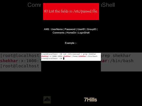 9.List the fields in /etc/passwd file | Linux real time interview questions and answers #Linux